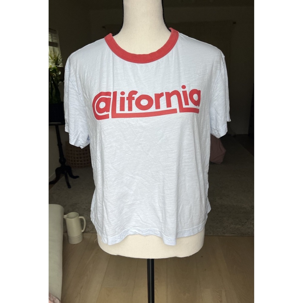 Marine Layer Shirt Womens Medium White California Graphic Ringer Tee Top